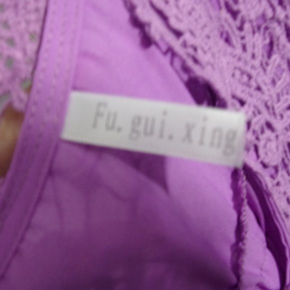 Fu. Gui. xing  Deep Lilac Tunic Blouse With Lace Trim  Easter Ready Plus 2X - Picture 5 of 7